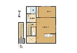 倉梯町アパート 1LDKの間取図画像