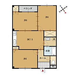 アマデウス6 3DKの間取図画像