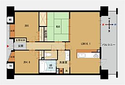 ワイズグラン舞鶴 3LDKの間取図画像