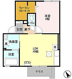 テラス冨士A 1LDKの間取図画像
