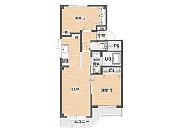 メゾンスワレイクB 2階2LDKの間取り