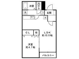 アンジェリーク 1LDKの間取図画像