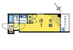パールハウス東中野 1Kの間取図画像