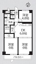 セントヒルズ茅ヶ崎 3DKの間取図画像