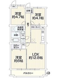 パシフィックパレス平塚 3LDKの間取図画像