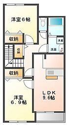 近江鉄道八日市線 八日市駅 徒歩25分の賃貸アパート 2階2DKの間取り