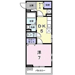 Charme金屋 2階1DKの間取り