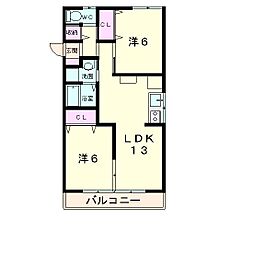 ピッコロ・マスダ 2LDKの間取図画像