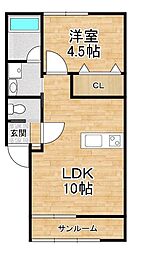 仮称)愛知川共同住宅 A棟 1LDKの間取図画像