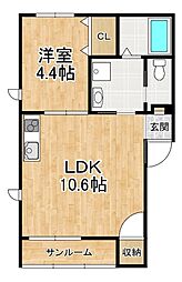 ベネディエーレIII 1LDKの間取図画像