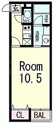 ナウリヴィエール1 1Kの間取図画像