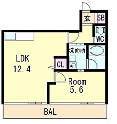 クイーンパレス 1LDKの間取図画像