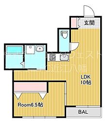敷島第1マンション 1LDKの間取図画像