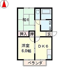 ハイマート野入 2DKの間取図画像