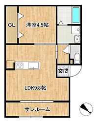 レーベンルーエ 1LDKの間取図画像