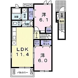 エアリーストリートB 2LDKの間取図画像