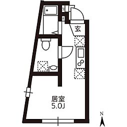 ホライゾンコート新宿西落合 3階ワンルームの間取り