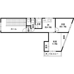 杉山ビル 3階2DKの間取り