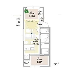 スタシア笹塚 1LDKの間取図画像