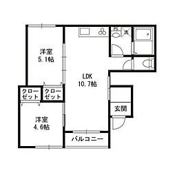 DOCK OF FUJIGAOKA 2LDKの間取図画像
