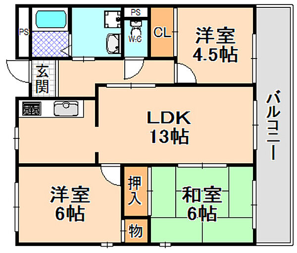 ラド・デル・リオ ｜兵庫県伊丹市北本町3丁目(賃貸マンション3LDK・5階・69.65㎡)の写真 その2