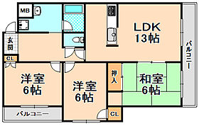 ランスロットファミール  ｜ 兵庫県伊丹市安堂寺町5丁目（賃貸マンション3LDK・2階・73.60㎡） その2