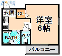 メゾンフジ 2階1Kの間取り