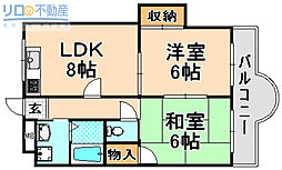 稲野駅前ヤノビル 5階2LDKの間取り