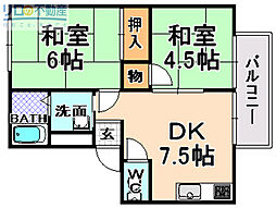 ハイツ長澤 2階2DKの間取り