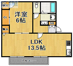 カリヨン 1階1LDKの間取り