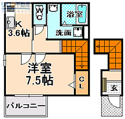 セレーノ西台 2階1Kの間取り
