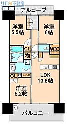 パークホームズ伊丹稲野ガーデンスクエアパークフロント 7階3LDKの間取り