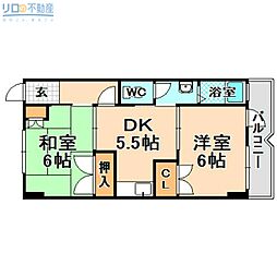 おくのコーポ 2DKの間取図画像