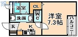 リバーサイドメゾン荒牧 1Kの間取図画像
