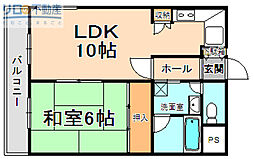 エーデルハイム船原 1LDKの間取図画像