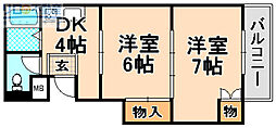 ウエスト1 2Kの間取図画像