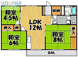 エリエールハイツ川西 3LDKの間取図画像
