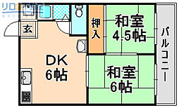 友清ハイツ 2DKの間取図画像