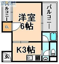 田原ビル 1Kの間取図画像