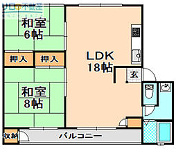 ハートフル車塚 2LDKの間取図画像