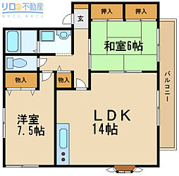 ガーデンスクエア伊丹A棟 2LDKの間取図画像