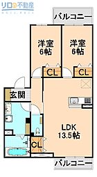 ロイヤルクラウン 2LDKの間取図画像