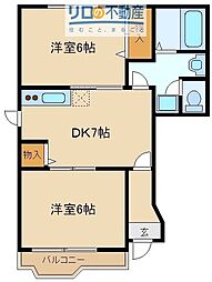 カーサ・ツダ 2DKの間取図画像
