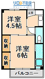 ビレッジハウス鴻池4号棟 1DKの間取図画像