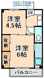 ビレッジハウス鴻池4号棟 2Kの間取図画像