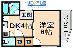 ロイヤル伊丹 1DKの間取図画像