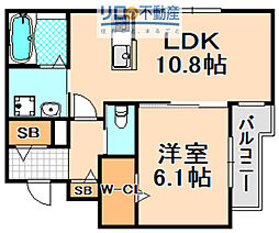 LaValeur伊丹 1LDKの間取図画像