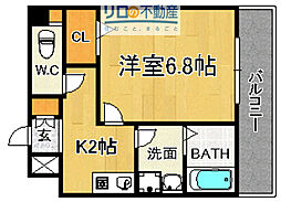 リーガルコート山本駅前 1Kの間取図画像