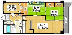 フローラル良元 3LDKの間取図画像