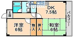 アビタ・コア1棟 2DKの間取図画像